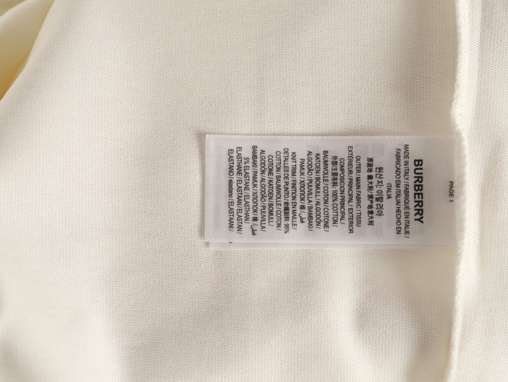Burberry 26SS White Equestrian Knight Embroidered Long-Sleeve Top