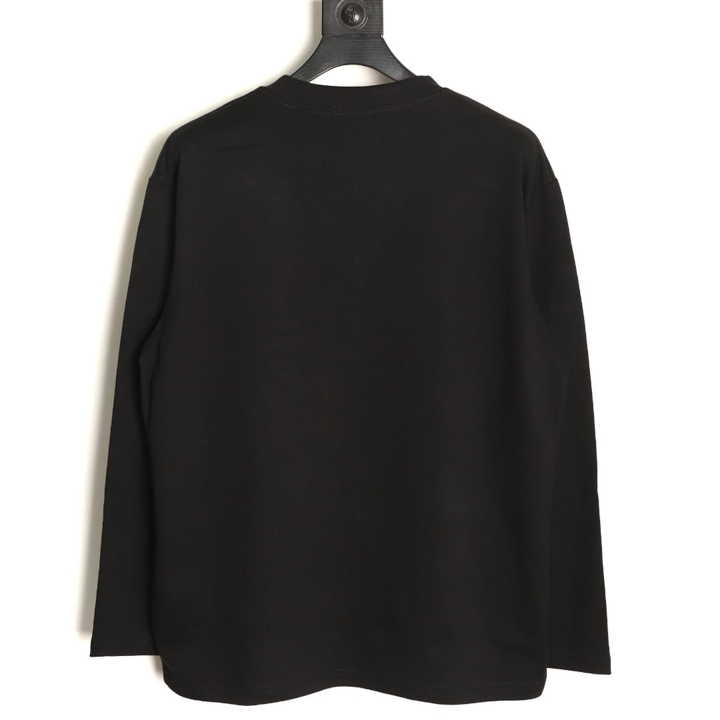 Burberry 26SS Gold Equestrian Knight Embroidered Black Long-Sleeve Top