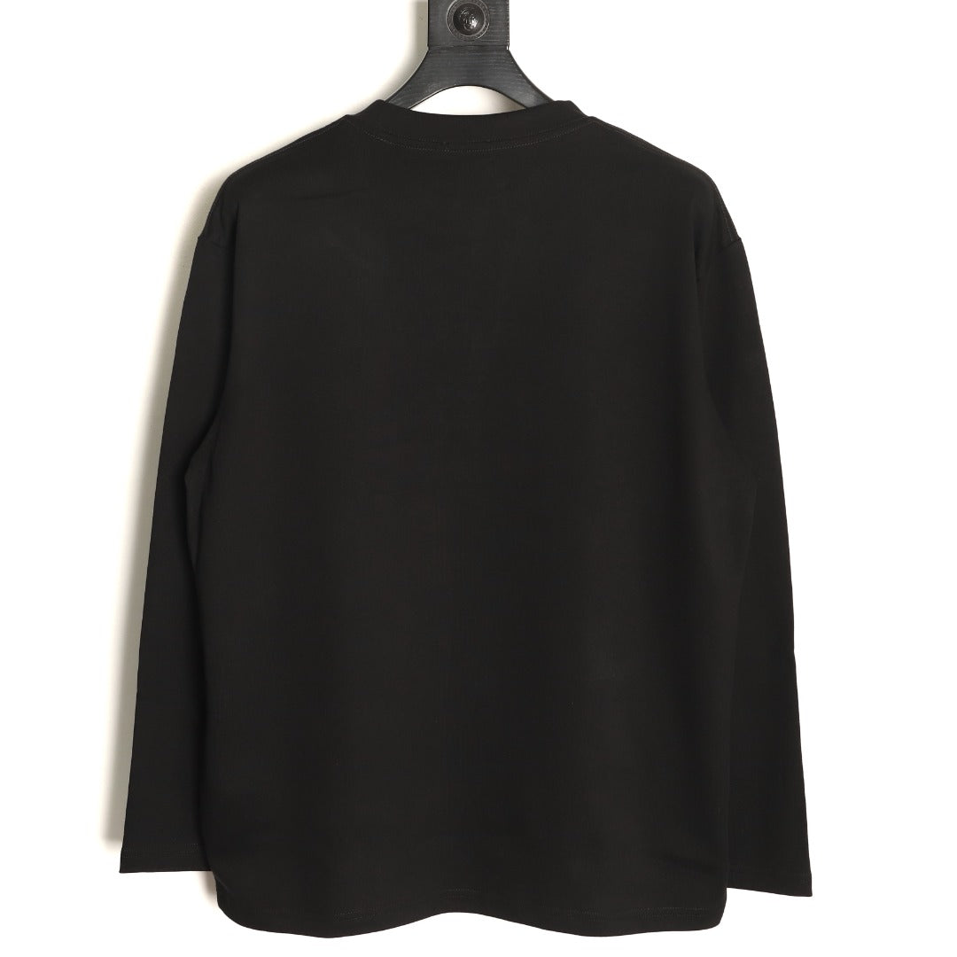 Burberry 26SS Gold Equestrian Knight Embroidered Black Long-Sleeve Top