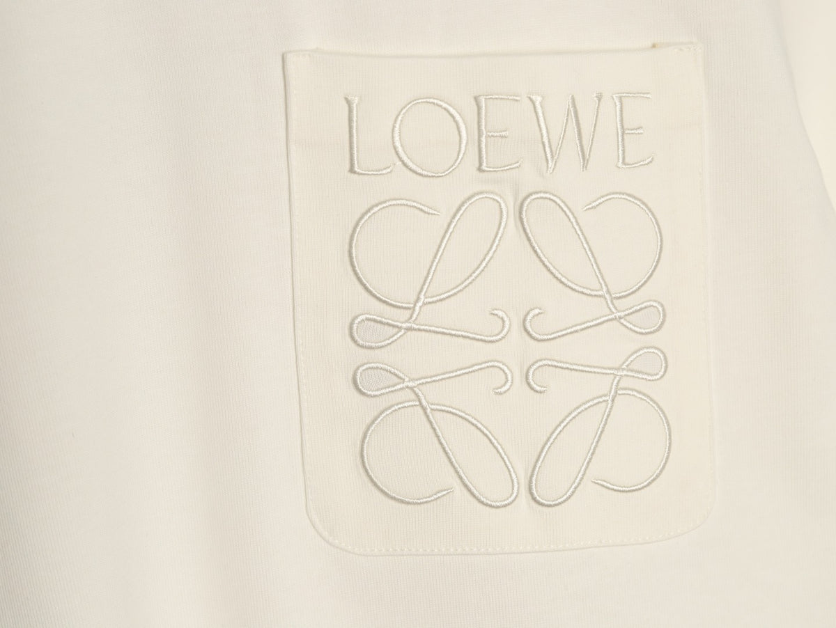 Loewe White Tonal Embroidered-Letter Pocket Long-Sleeve Top