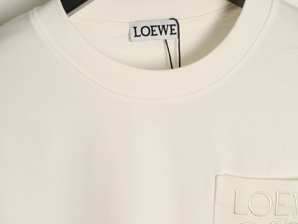 Loewe White Tonal Embroidered-Letter Pocket Long-Sleeve Top