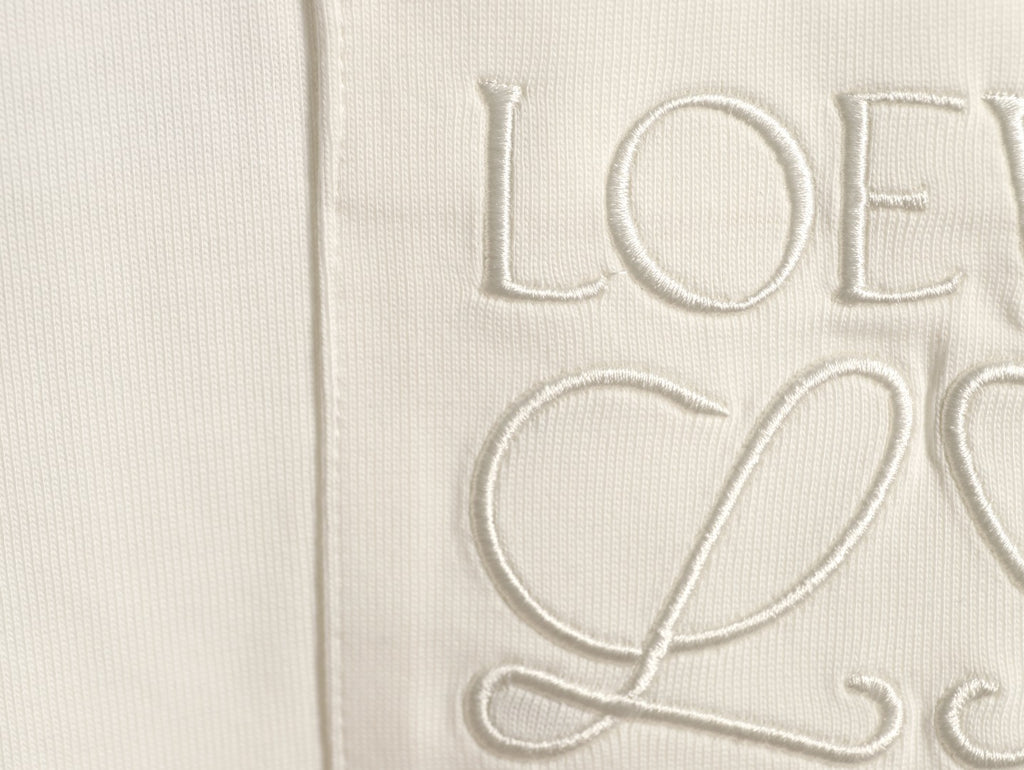 Loewe White Tonal Embroidered-Letter Pocket Long-Sleeve Top
