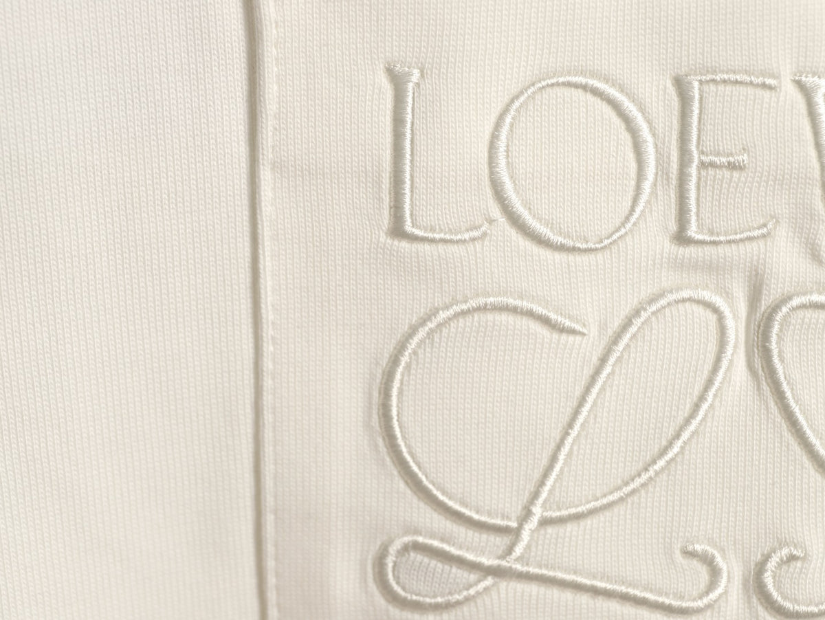 Loewe White Tonal Embroidered-Letter Pocket Long-Sleeve Top