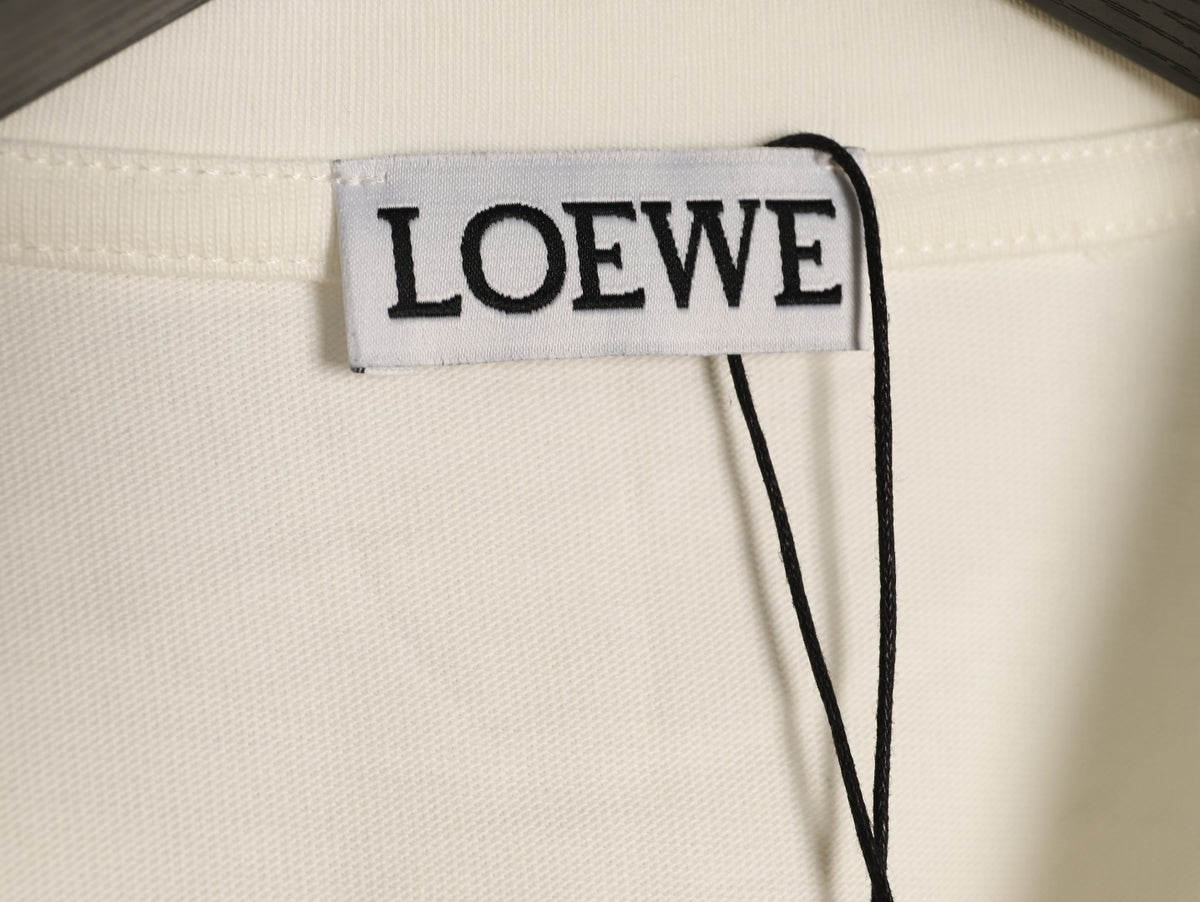 Loewe White Tonal Embroidered-Letter Pocket Long-Sleeve Top
