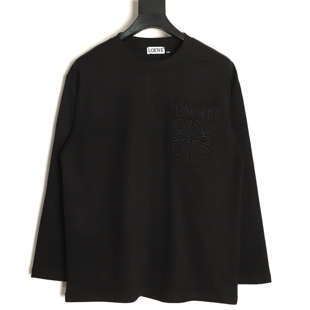 Loewe Black Tonal Embroidered-Letter Pocket Long-Sleeve Top