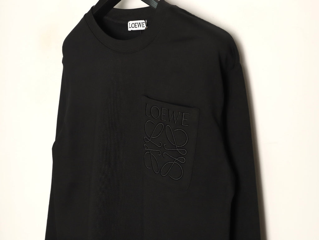 Loewe Black Tonal Embroidered-Letter Pocket Long-Sleeve Top