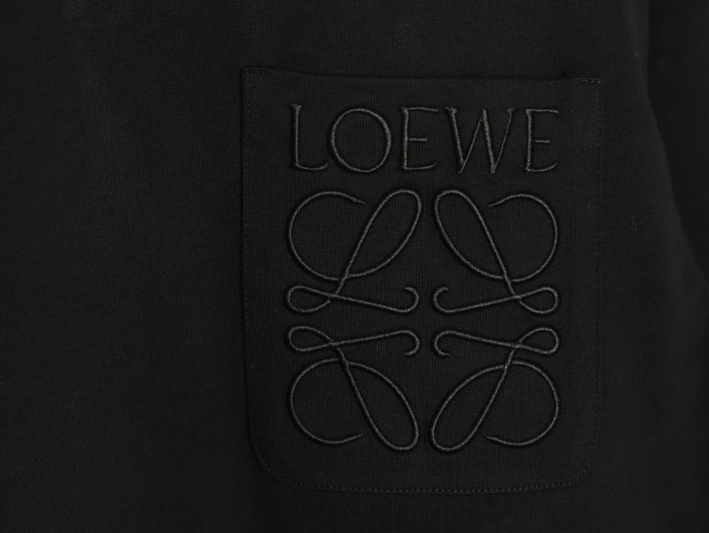 Loewe Black Tonal Embroidered-Letter Pocket Long-Sleeve Top