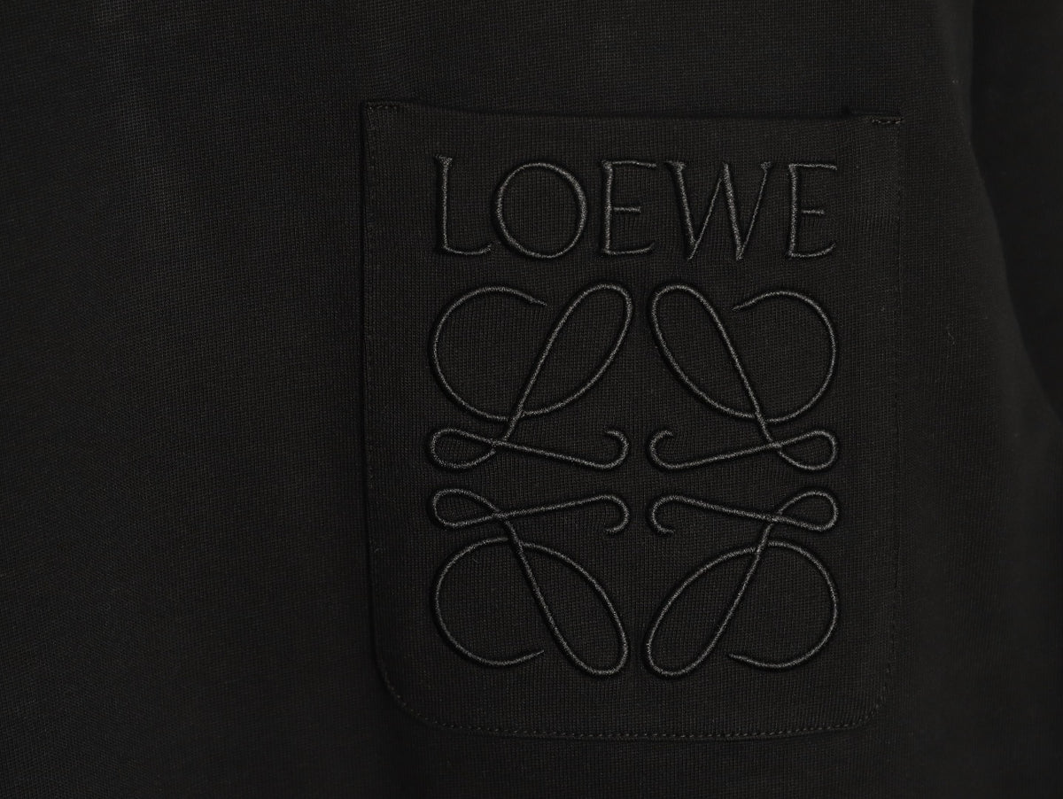 Loewe Black Tonal Embroidered-Letter Pocket Long-Sleeve Top