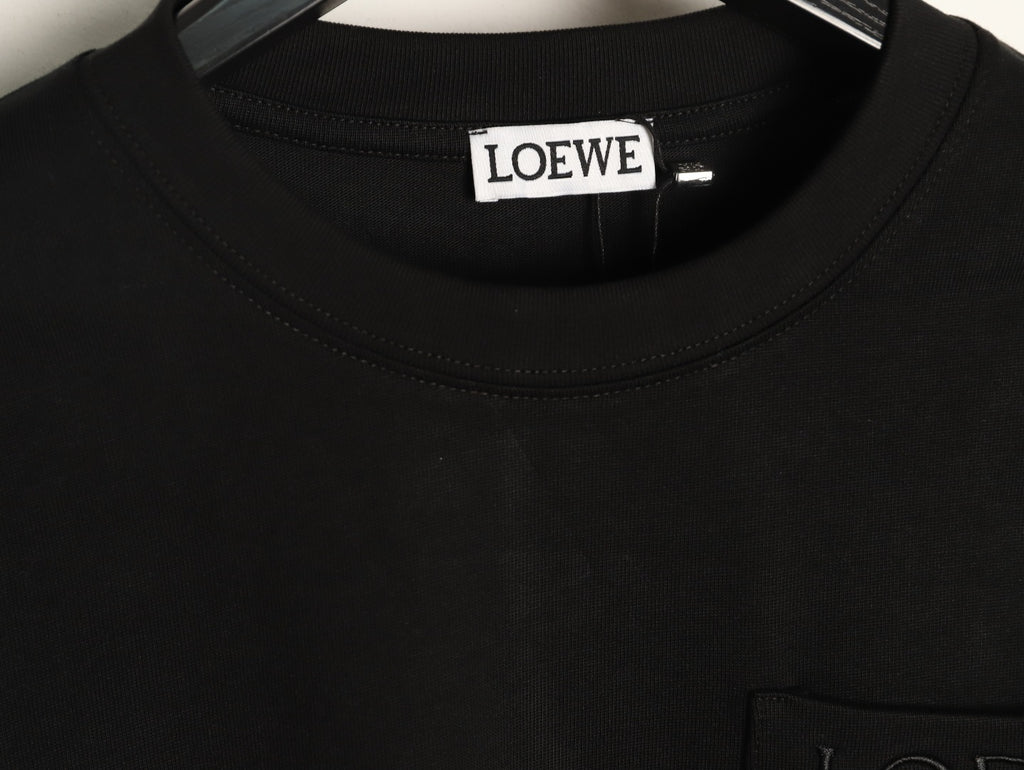 Loewe Black Tonal Embroidered-Letter Pocket Long-Sleeve Top