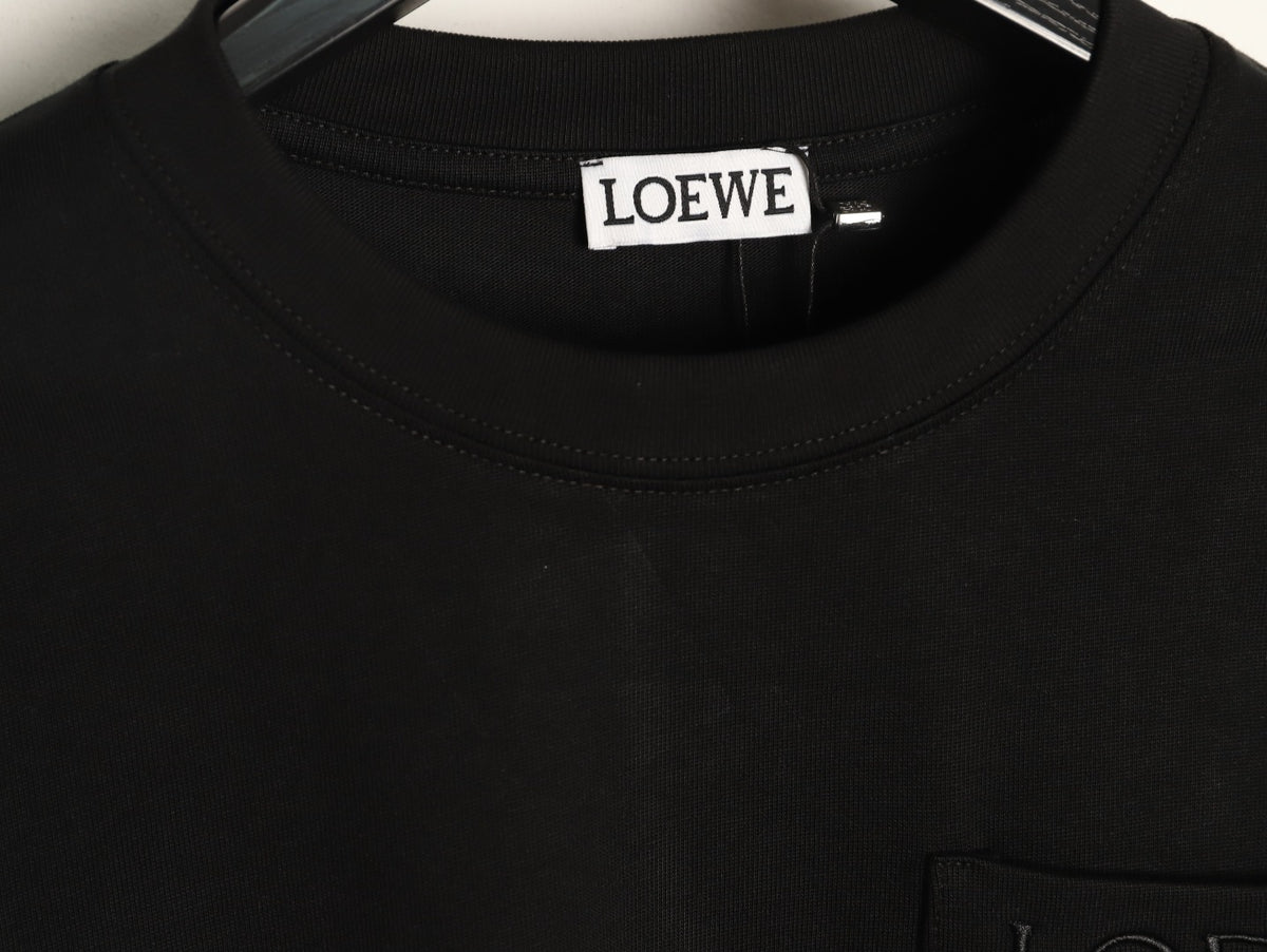 Loewe Black Tonal Embroidered-Letter Pocket Long-Sleeve Top