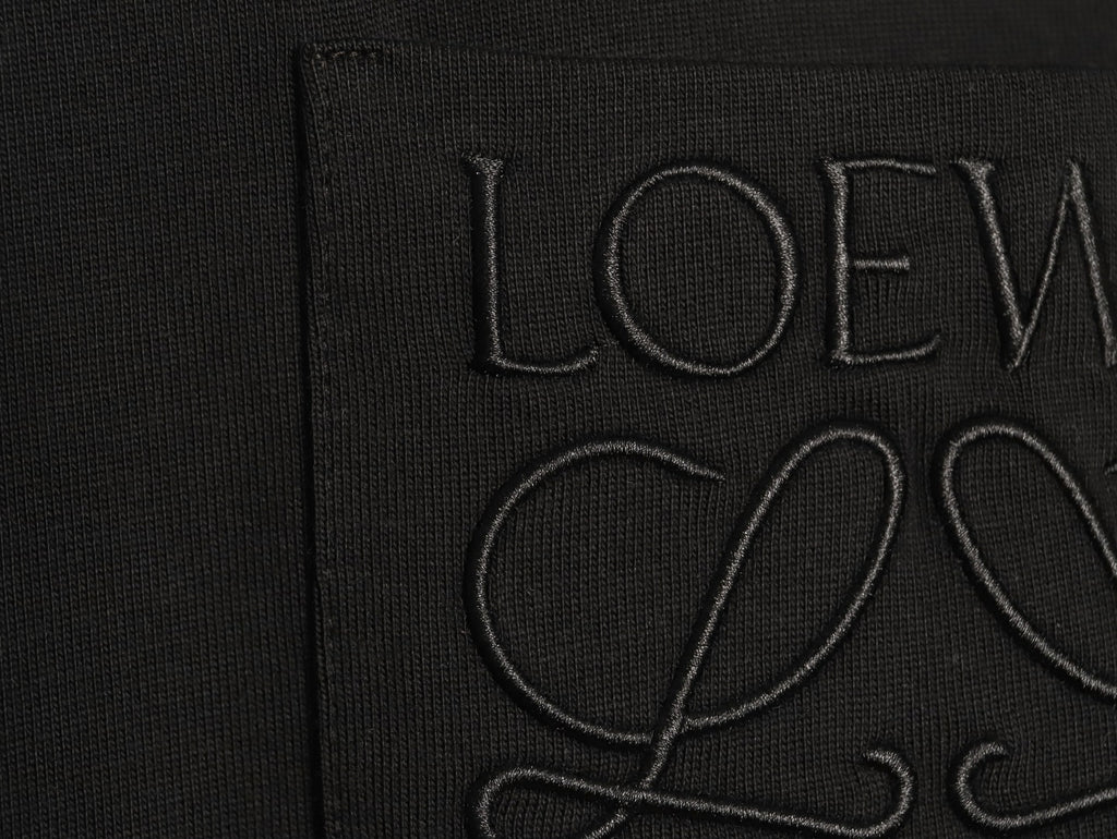 Loewe Black Tonal Embroidered-Letter Pocket Long-Sleeve Top