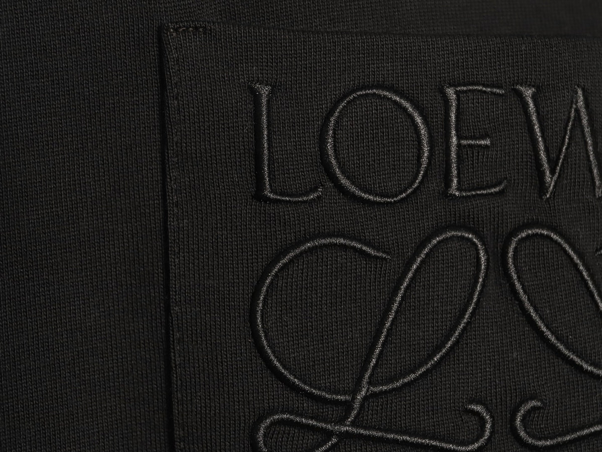 Loewe Black Tonal Embroidered-Letter Pocket Long-Sleeve Top
