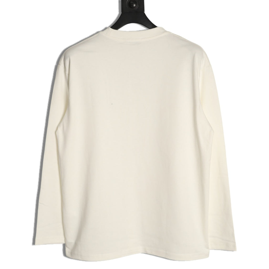 Loewe White Floral Embroidered-Logo Long-Sleeve Top