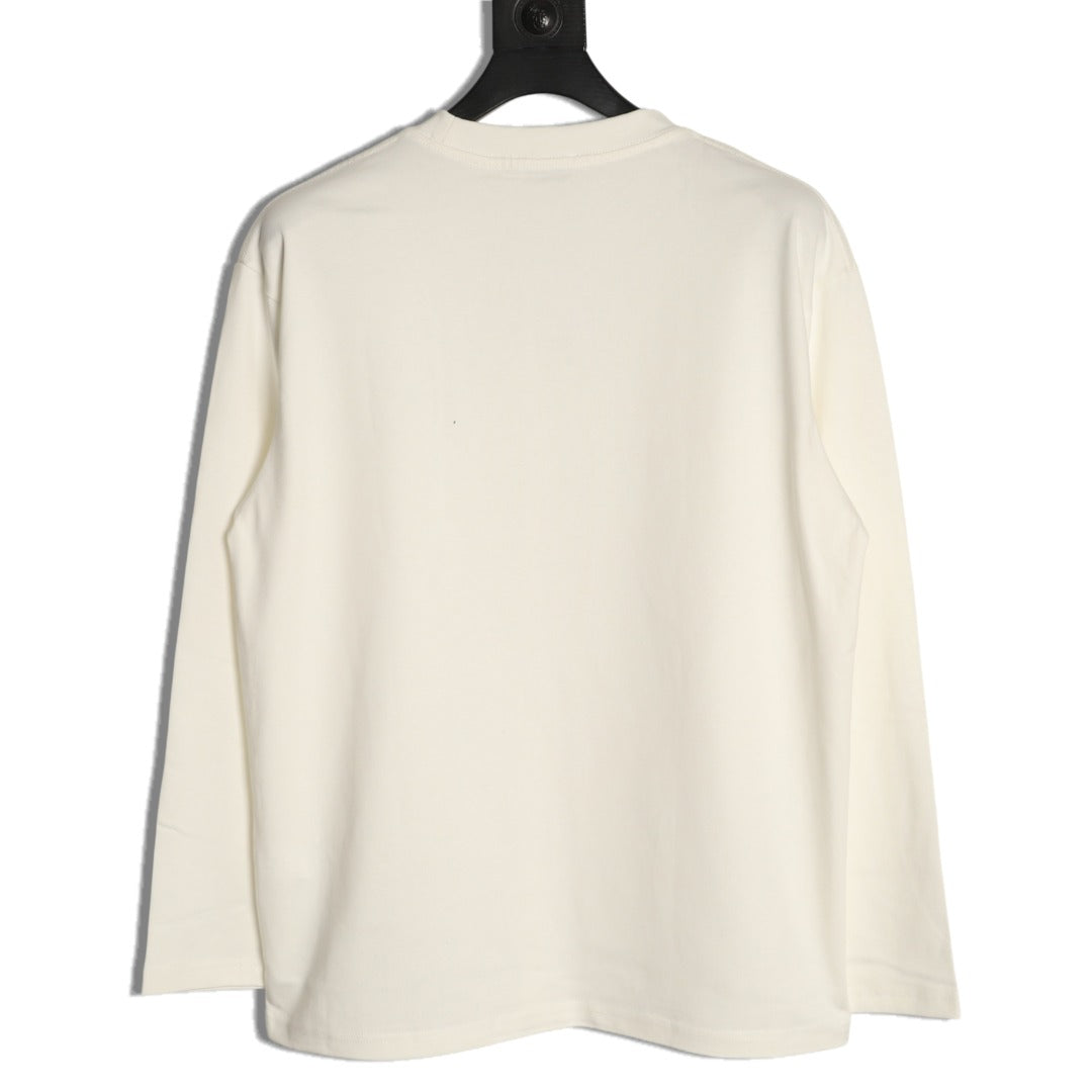Loewe White Floral Embroidered-Logo Long-Sleeve Top