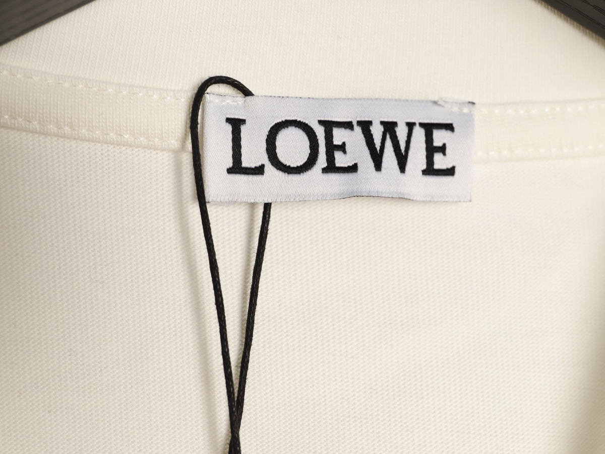 Loewe White Floral Embroidered-Logo Long-Sleeve Top
