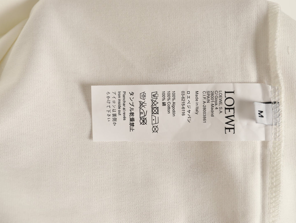 Loewe White Floral Embroidered-Logo Long-Sleeve Top