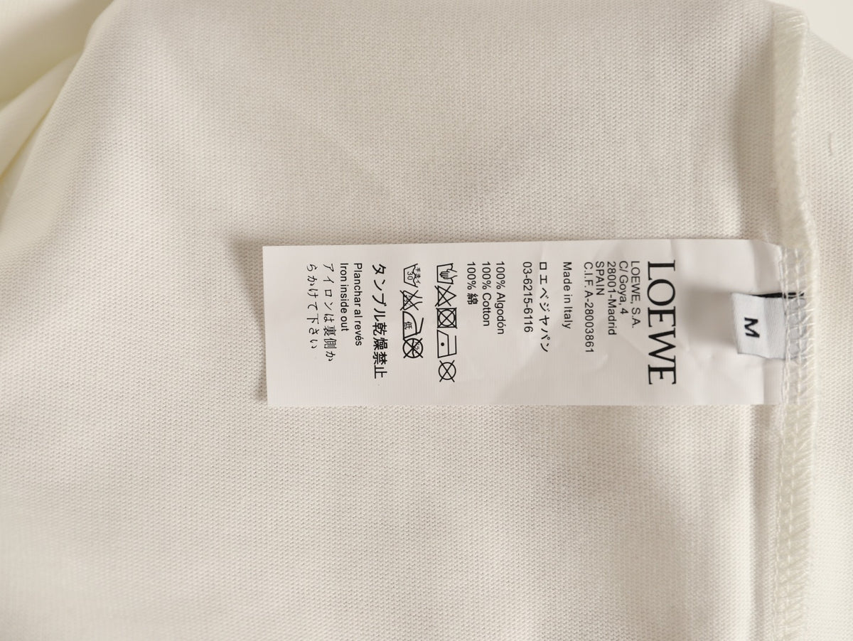 Loewe White Floral Embroidered-Logo Long-Sleeve Top