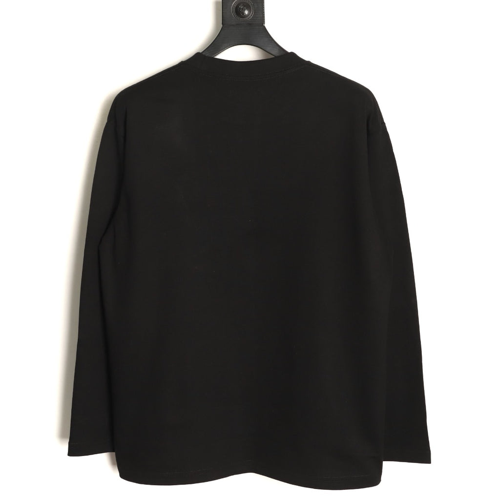 Loewe Black Floral Embroidered-Logo Long-Sleeve Top