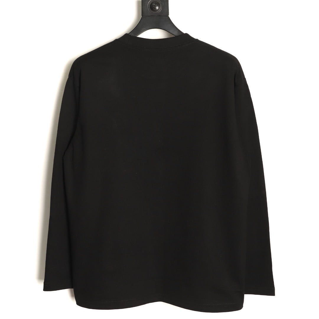 Loewe Black Floral Embroidered-Logo Long-Sleeve Top