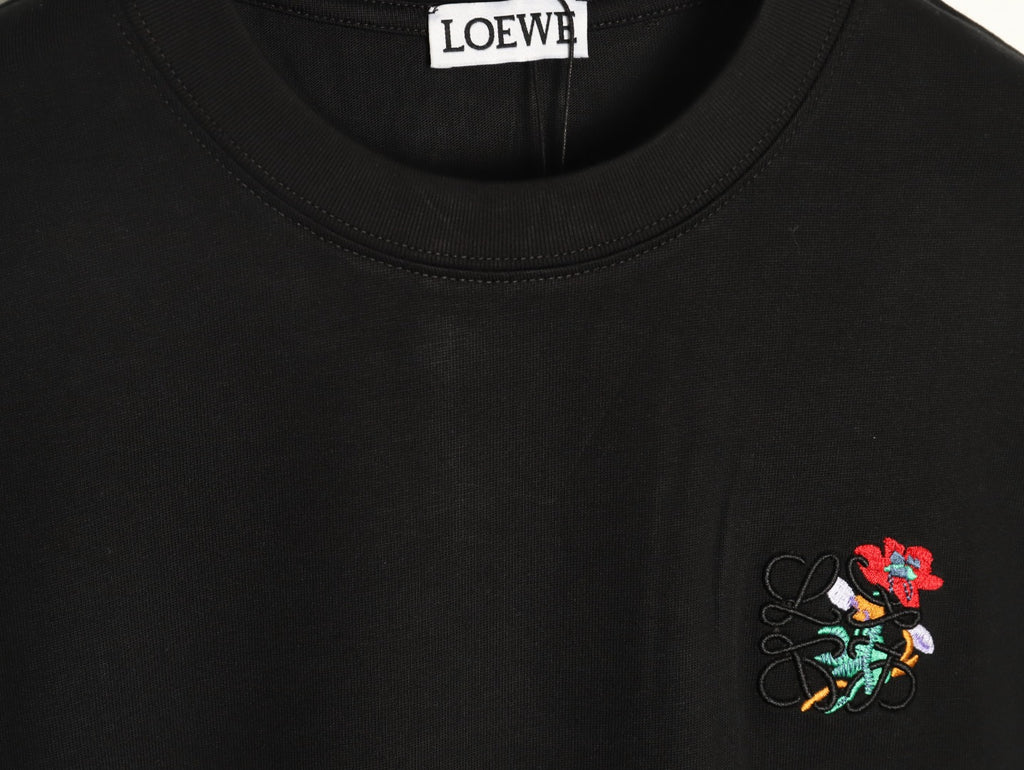 Loewe Black Floral Embroidered-Logo Long-Sleeve Top