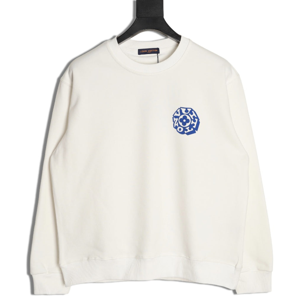 Louis Vuitton 25FW White Blue-Motif Crewneck Sweatshirt