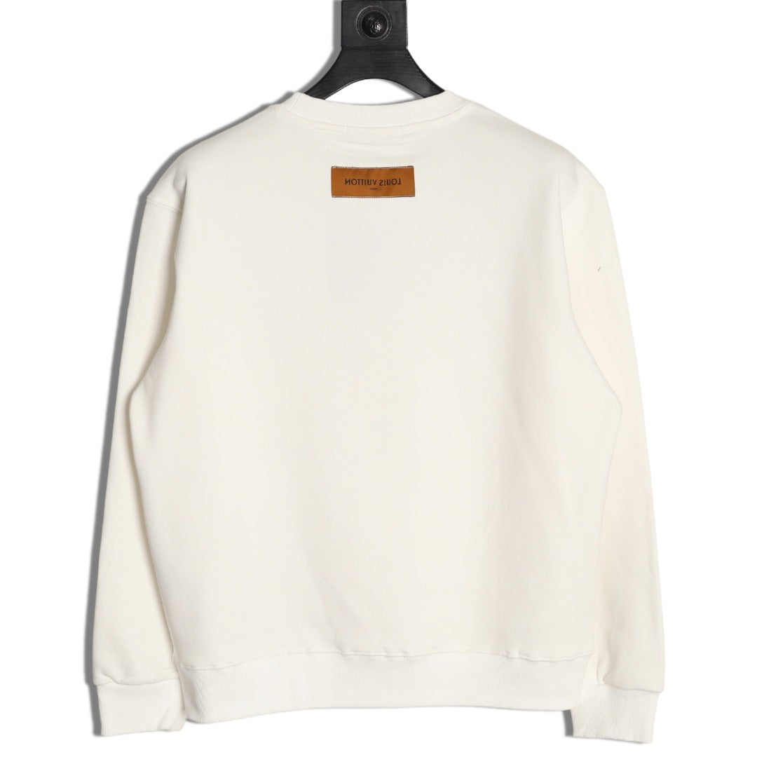 Louis Vuitton 25FW White Blue-Motif Crewneck Sweatshirt