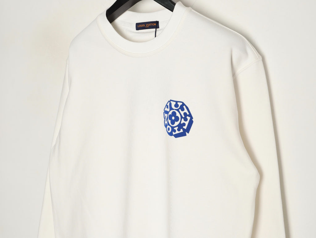 Louis Vuitton 25FW White Blue-Motif Crewneck Sweatshirt
