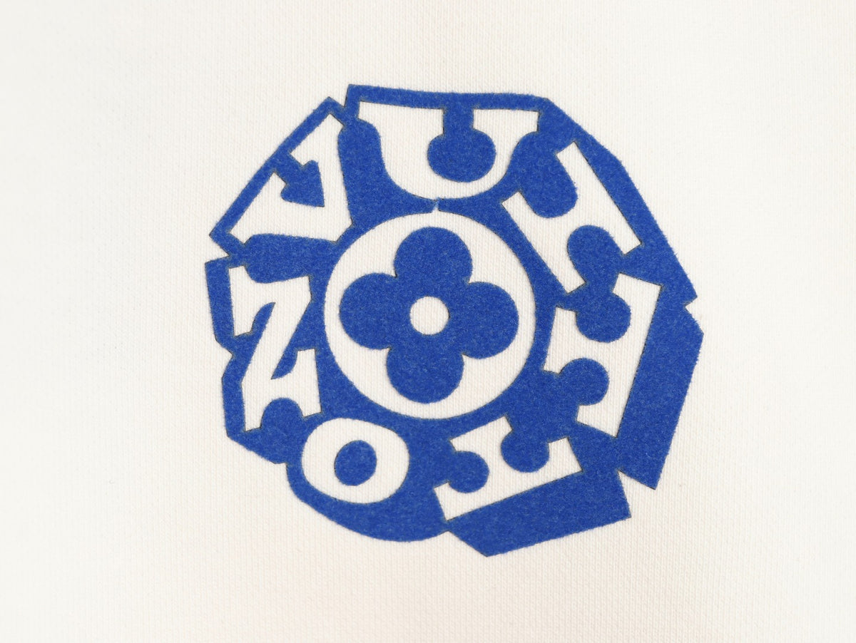 Louis Vuitton 25FW White Blue-Motif Crewneck Sweatshirt