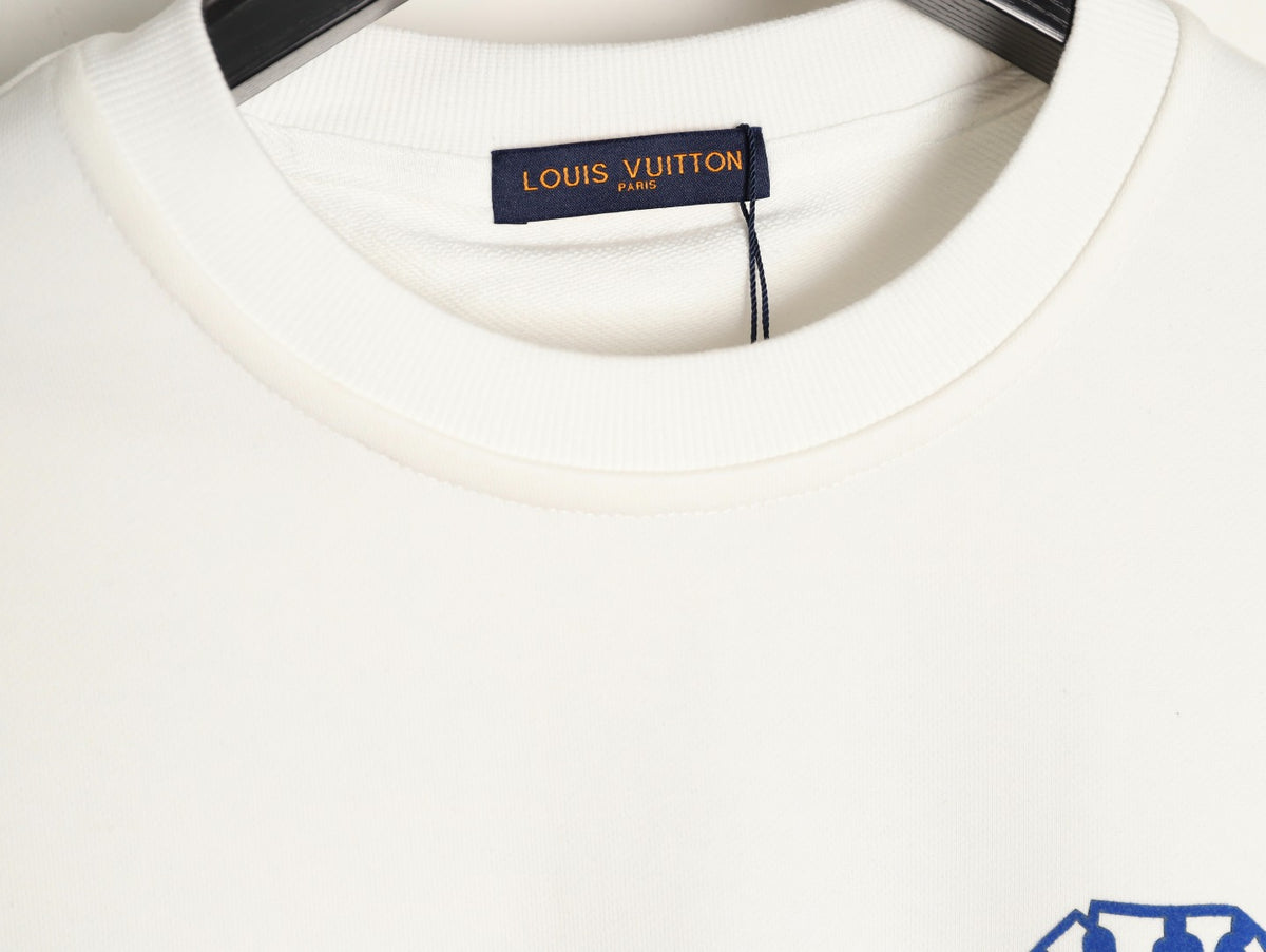 Louis Vuitton 25FW White Blue-Motif Crewneck Sweatshirt