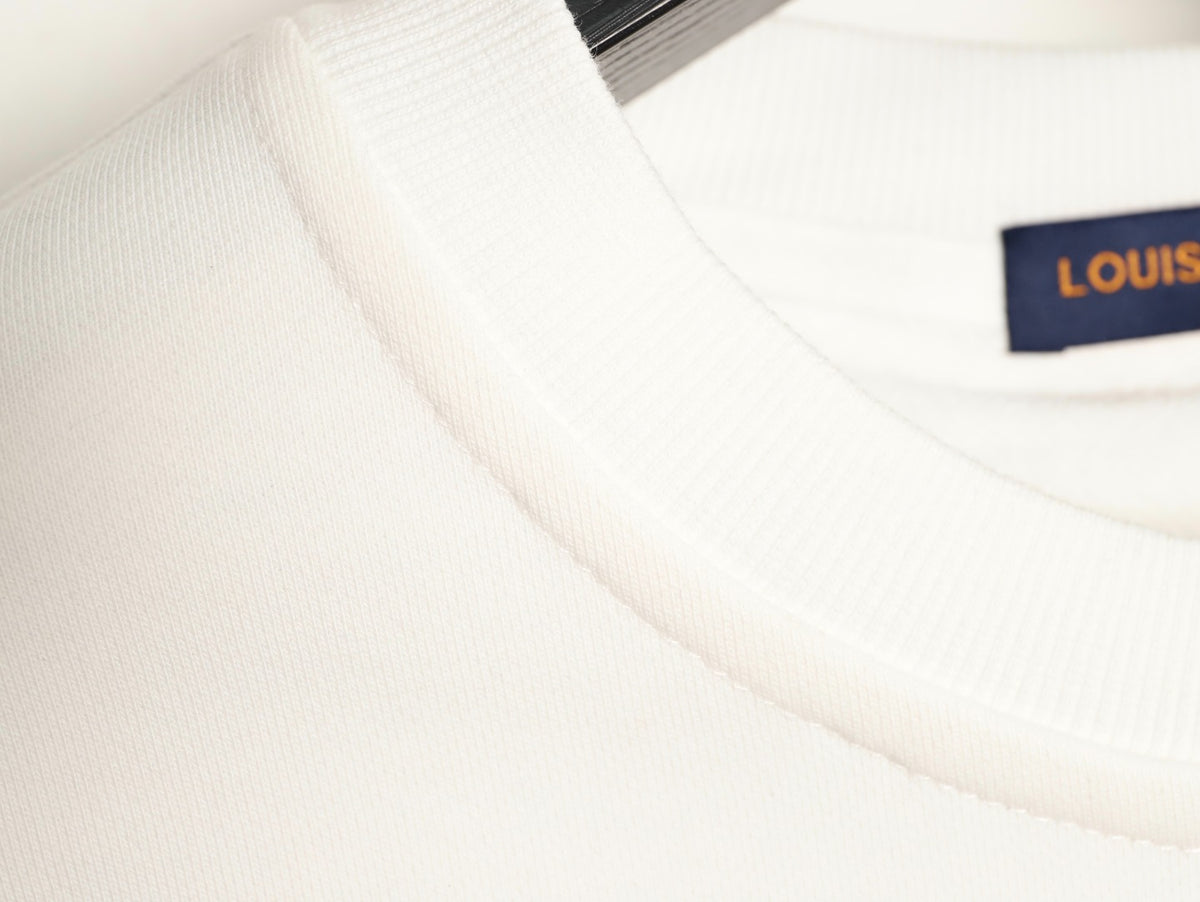 Louis Vuitton 25FW White Blue-Motif Crewneck Sweatshirt