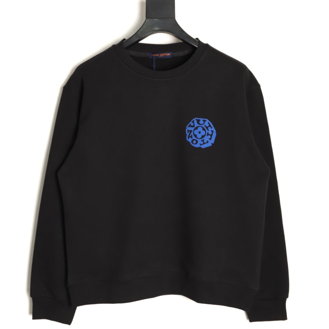 Louis Vuitton 25FW Black Blue-Motif Crewneck Sweatshirt