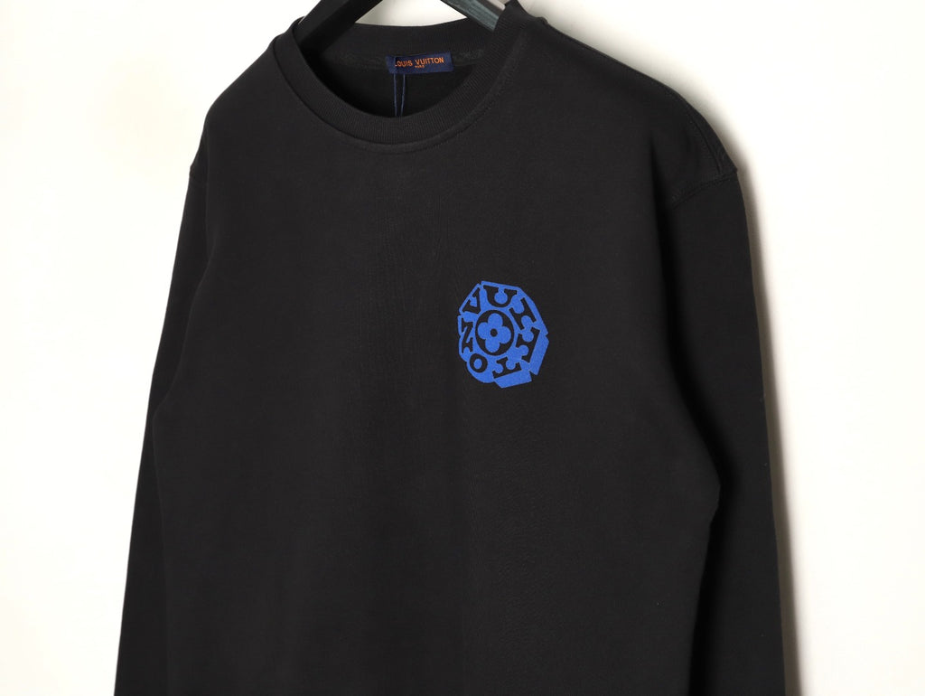 Louis Vuitton 25FW Black Blue-Motif Crewneck Sweatshirt