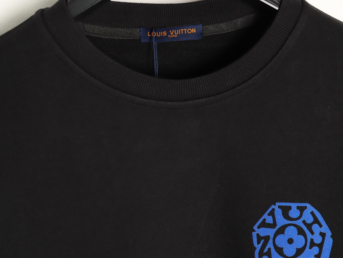 Louis Vuitton 25FW Black Blue-Motif Crewneck Sweatshirt
