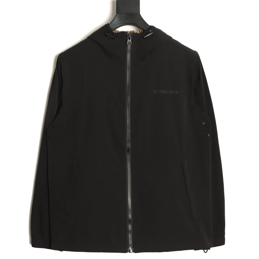 Burberry Black Striped Hood-Lining Zip Jacket