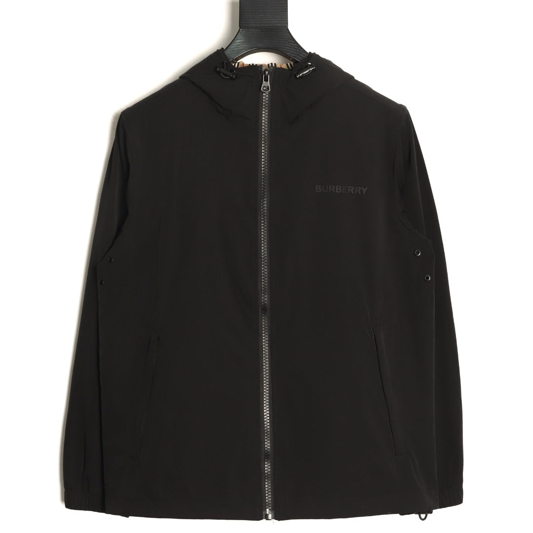Burberry Black Striped Hood-Lining Zip Jacket