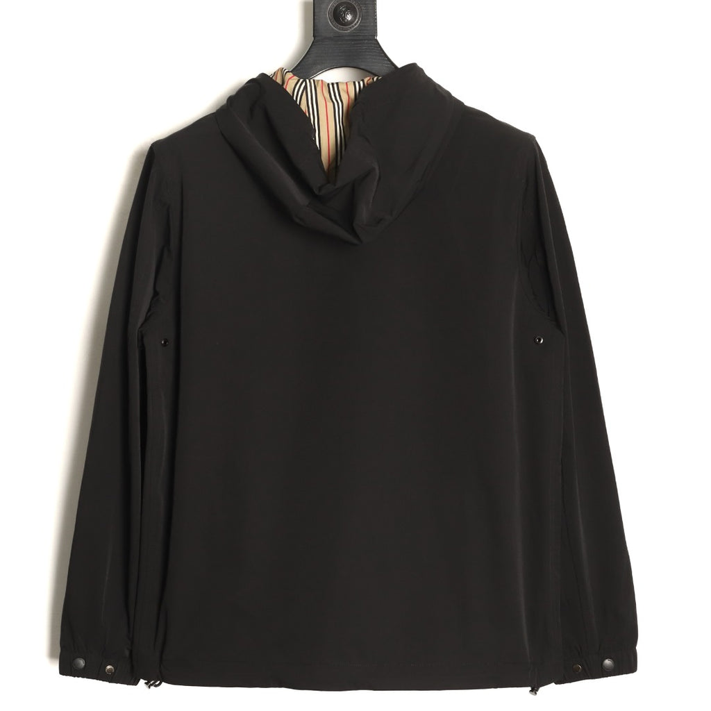 Burberry Black Striped Hood-Lining Zip Jacket