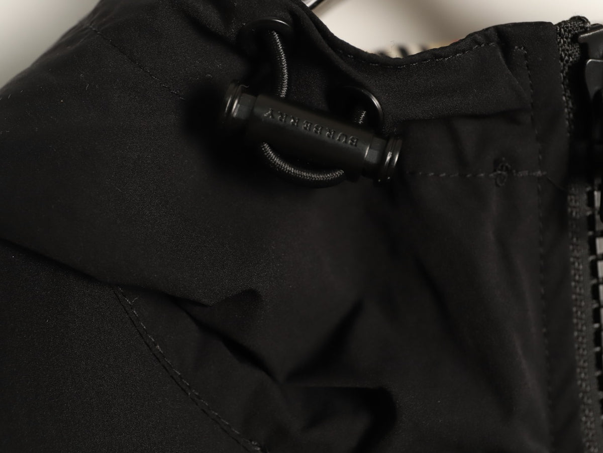 Burberry Black Striped Hood-Lining Zip Jacket