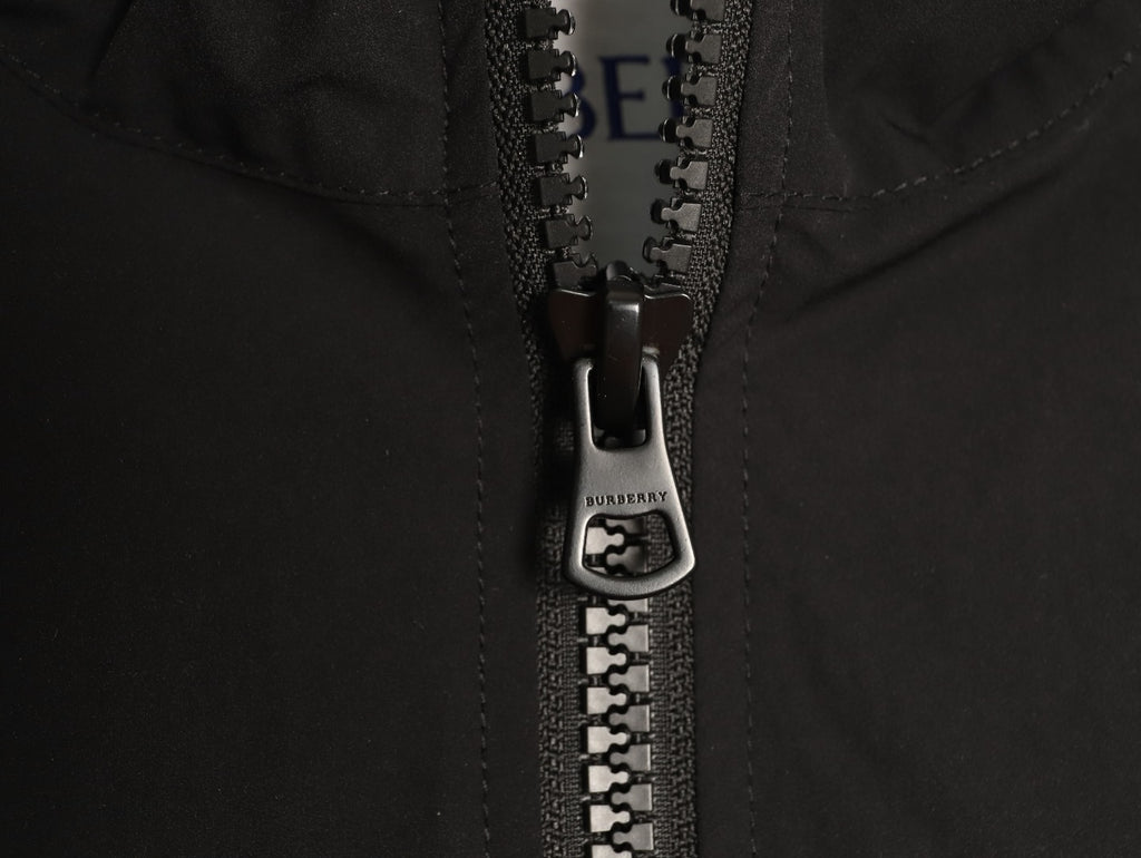 Burberry Black Striped Hood-Lining Zip Jacket
