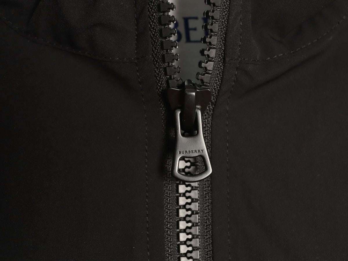 Burberry Black Striped Hood-Lining Zip Jacket