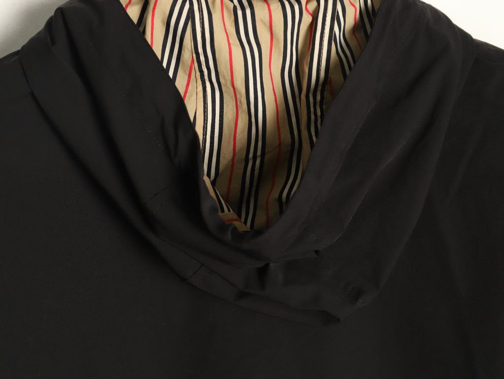 Burberry Black Striped Hood-Lining Zip Jacket