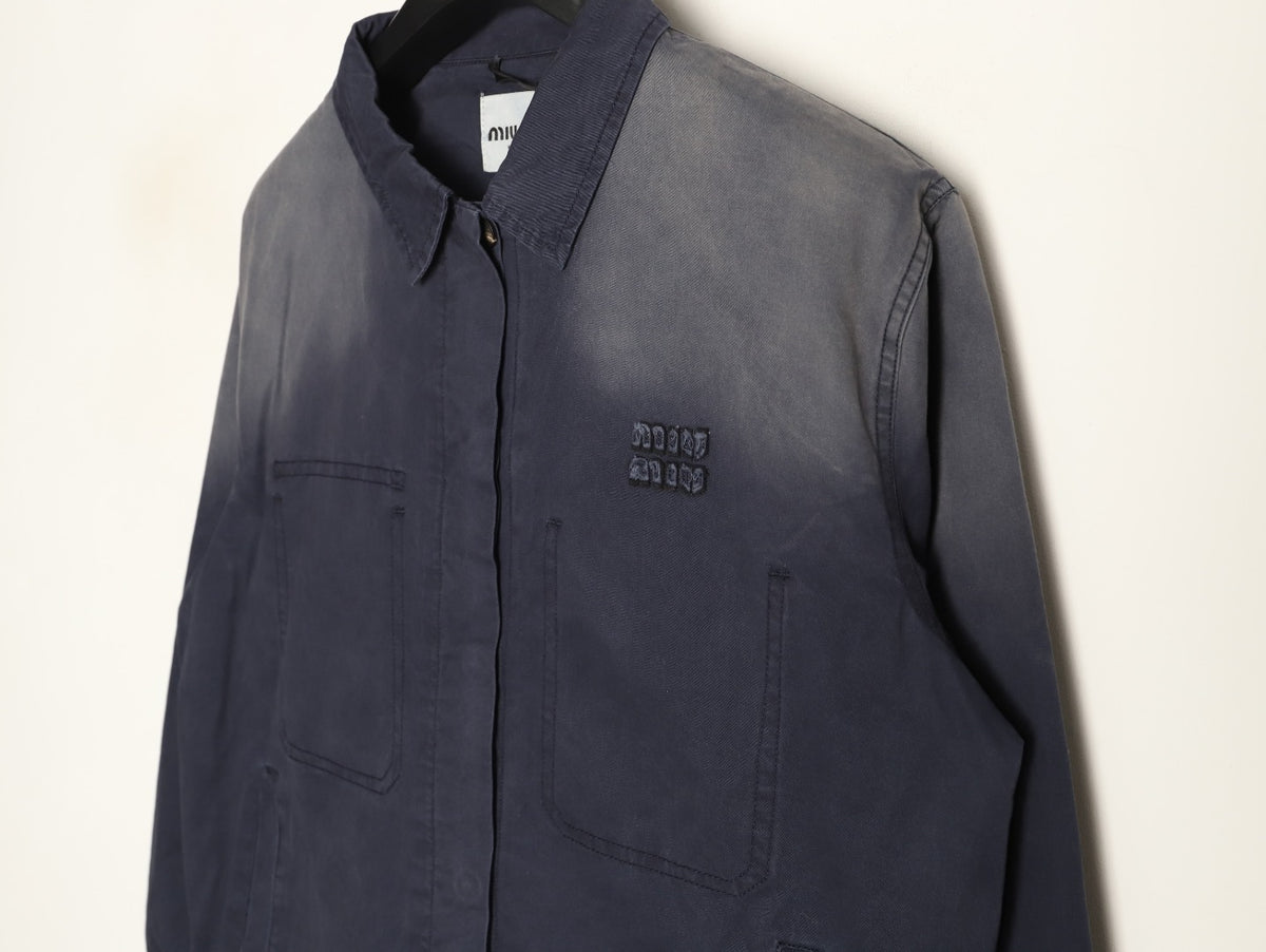 Miu Miu Gray Gradient-Wash Boxy Workwear Jacket