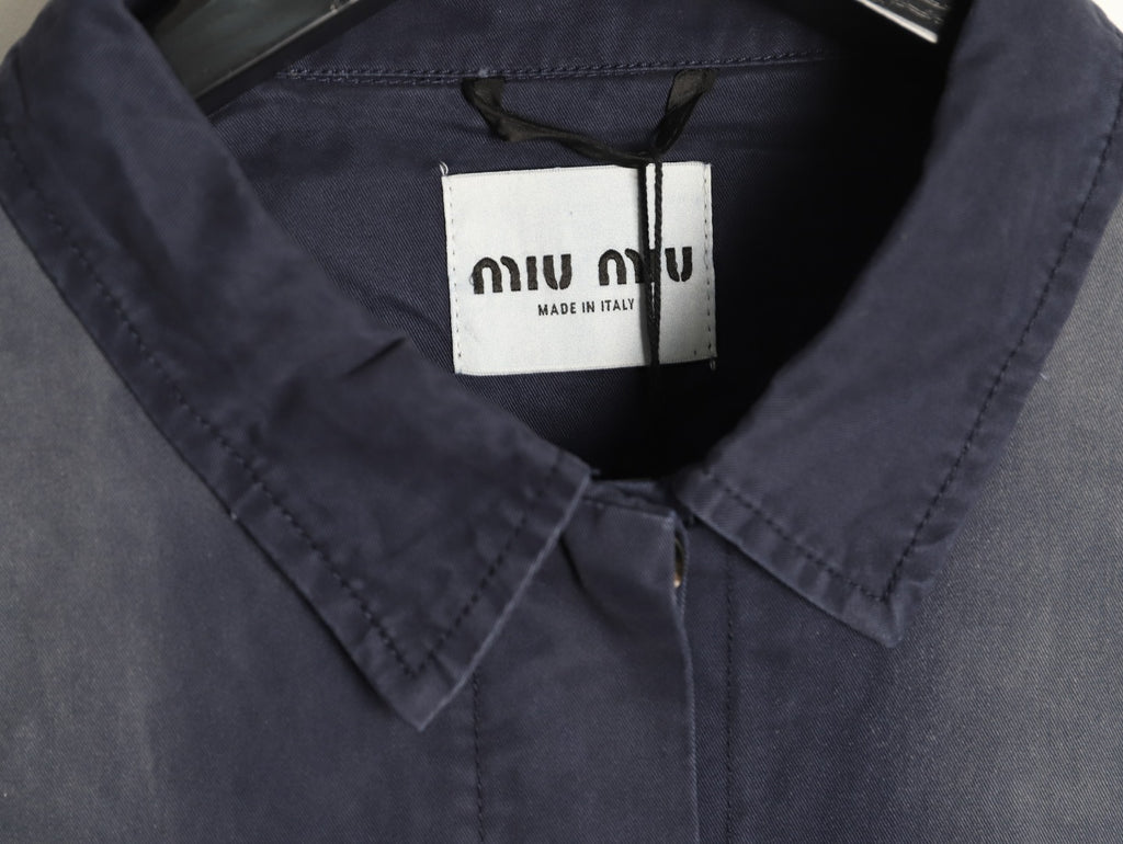 Miu Miu Gray Gradient-Wash Boxy Workwear Jacket