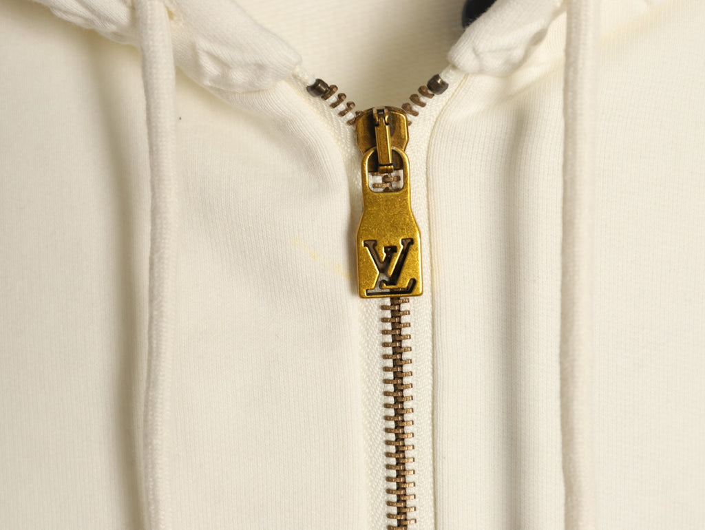Louis Vuitton Ivory Raised-Monogram Zip Hoodie