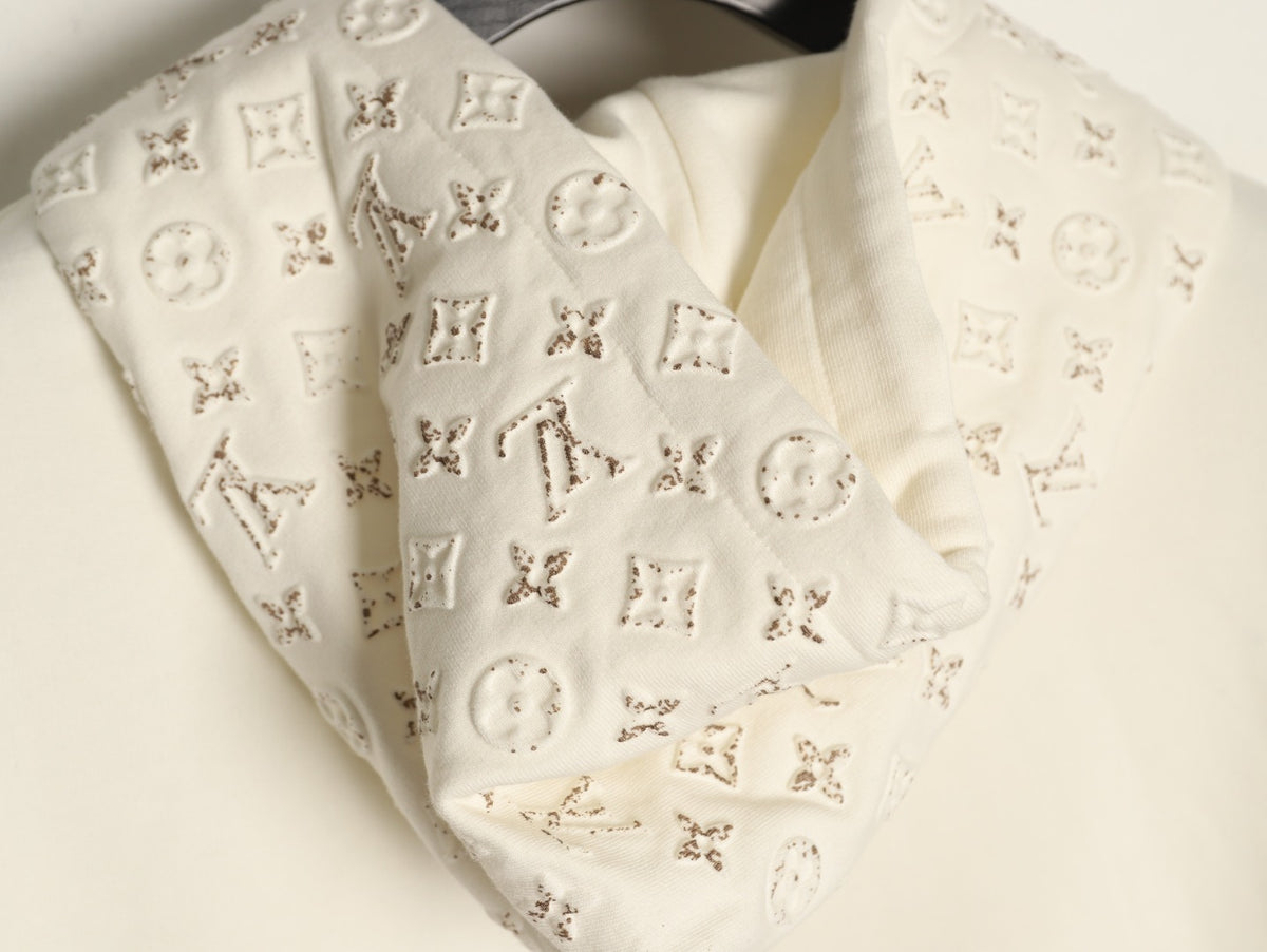 Louis Vuitton Ivory Raised-Monogram Zip Hoodie