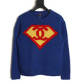 Chanel Blue Double-C Shield-Graphic Crewneck Sweater