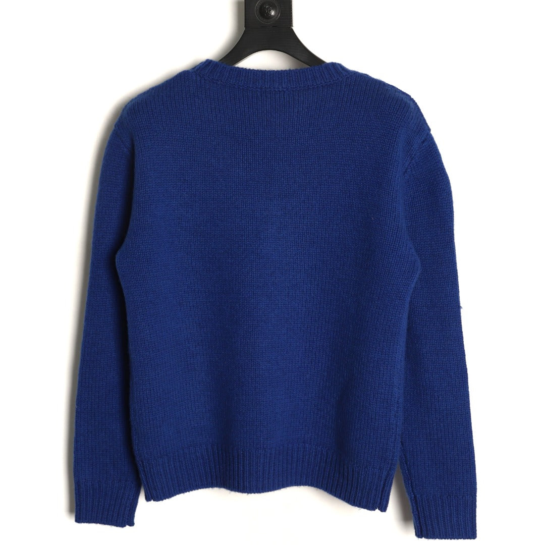 Chanel Blue Double-C Shield-Graphic Crewneck Sweater