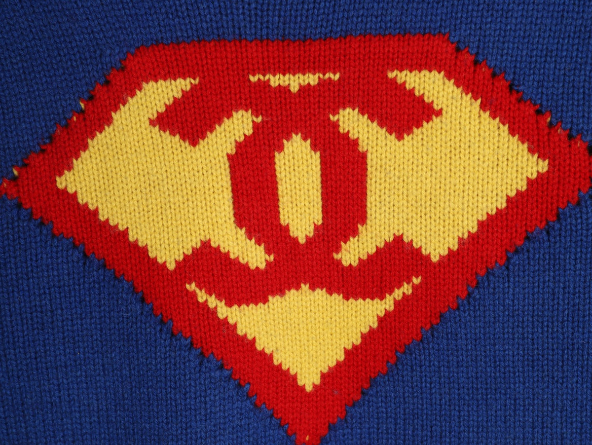 Chanel Blue Double-C Shield-Graphic Crewneck Sweater