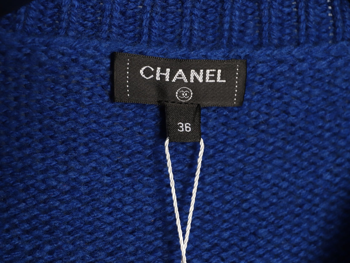Chanel Blue Double-C Shield-Graphic Crewneck Sweater
