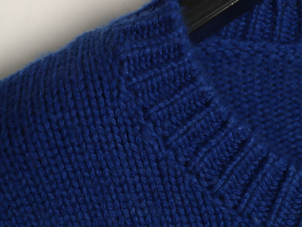 Chanel Blue Double-C Shield-Graphic Crewneck Sweater
