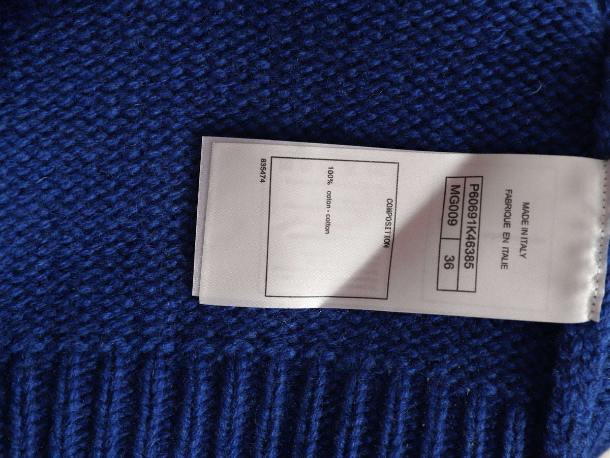Chanel Blue Double-C Shield-Graphic Crewneck Sweater